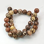 Natural Red Leopard Skin Jasper Beads Strands, Round, 4mm, Hole: 0.8mm, about 84~90pcs/strand, 15 inch(GSR4mmC066)