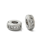 Brass Micro Pave Clear Cubic Zirconia Beads, Cadmium Free & Lead Free, Rondelle, Platinum, 8x3.5mm, Hole: 3mm(ZIRC-I038-31P)