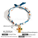 304 Stainless Steel Colorful Rhinestone Pendant Printed Scarf Necklaces, Golden, Cross, 27.56 inch(70cm), pendant: 46.6mm(FS-WGD2FA8-12)