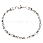 1Pc 5MM 304 Stainless Steel Rope Chain Bracelets for Women, with Lobster Claw Clasps, Stainless Steel Color, 8-1/2 inch(21.5cm)(BJEW-DJ0001-85)