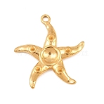 304 Stainless Steel Pendant Rhinestone Settings, Starfish Charms, Golden, 23.5x21.5x2.5mm, Hole: 1.6mm, Tray Size: 5mm(STAS-K322-03G)
