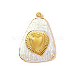 304 Stainless Steel Enamel Pendants, Heart Charms, Ion Plating(IP), Real 18K Gold Plated, White, 21x15mm(STAS-OY002-78G)