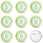 Tinplate Brooch, with Plastic Bottom & Iron Pin, Flat Round, Colorful, Word, 58x4mm, 9pcs/set(JEWB-WH0012-001)