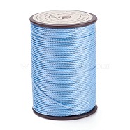 Round Waxed Polyester Thread String, Micro Macrame Cord, Twisted Cord, for Leather Sewing Stitching, Sky Blue, 0.8mm, about 54.68 Yards(50m)/Roll(YC-D004-02E-022)