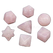 Natural Rose Quartz Mixed Shape Figurines Statues for Home Desk Decorations, 15~24mm, 7pcs/set(PW-WG17608-02)