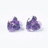 Cubic Zirconia Pointed Back Cabochons, Heart, Faceted, Medium Purple, 5x5x3mm(ZIRC-WH0001-C11)