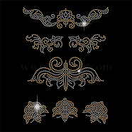 Glass Hotfix Rhinestone, Iron on Appliques, Costume Accessories, for Clothes, Bags, Pants, Flower, 297x210mm(DIY-WH0303-256)