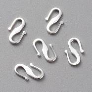 Brass S Hook Clasps, Long-Lasting Plated, 925 Sterling Silver Plated, 12x7.5x1mm(X-KK-L205-04S)