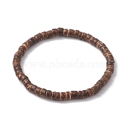 Natural Coconut Disc Stretch Bracelets for Women Men, Coconut Brown, Inner Diameter: 2-1/4 inch(5.7cm), Bead: 5x2~5mm(BJEW-JB10255)