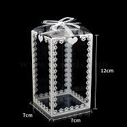 Foldable Transparent PVC Boxes, for Craft Candy Packaging Wedding Party Favor Gift Boxes, Rectangle with Bowknot Pattern, Clear, 12x7x7cm(CON-WH0070-96B)