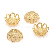 Brass Bead Caps, Long-Lasting Plated, Multi-Petal, Flower, Golden, 13x5.5mm, Hole: 1.2mm(X-KK-D160-20G)