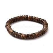 Rondelle Natural Coconut Stretch Bracelets, Coconut Brown, Inner Diameter: 2-1/8 inch(5.5cm)(BJEW-JB05361-01)