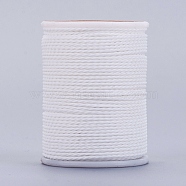 Round Waxed Polyester Cord, Taiwan Waxed Cord, Twisted Cord, White, 1mm, about 12.02 yards(11m)/roll(X-YC-G006-01-1.0mm-02)