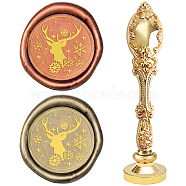 DIY Scrapbook, Brass Wax Seal Stamp and Alloy Handles, Christmas Themed Pattern, 103mm, Stamps: 2.5x1.45cm(AJEW-WH0128-20G)