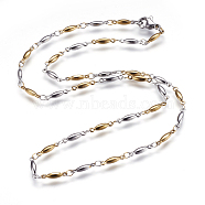 304 Stainless Steel Chain Necklaces, with Lobster Claw Clasps, Horse Eye, Golden & Stainless Steel Color, 17.9 inch(45.5cm)(STAS-P164-22GP)