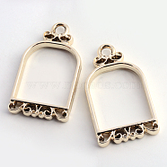 Rack Plating Alloy Open Back Bezel Pendants, For DIY UV Resin, Epoxy Resin, Pressed Flower Jewelry, Hollow, Birdcage, Cadmium Free & Nickel Free & Lead Free, Golden, 32x18x3.5mm, Hole: 3mm(X-PALLOY-S047-17E-FF)