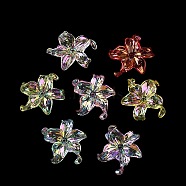 Transparent Acrylic Beads, UV Color Plated, Flower, Mixed Color, 28.5x30x8mm, Hole: 1.6mm(X-MACR-K358-06B)