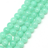 Baking Painted Crackle Glass Beads Strands, Round, Turquoise, 8mm, Hole: 1.3~1.6mm, about 100pcs/strand, 31.4 inch(X-DGLA-Q023-8mm-YS19)