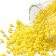 TOHO Round Seed Beads, Japanese Seed Beads, (402F) Yellow Opaque Rainbow Matte, 11/0, 2.2mm, Hole: 0.8mm, about 5555pcs/50g(SEED-XTR11-0402F)