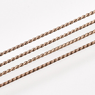 Brass Serpentine Chains, Unwelded, with Spool, Red Copper, 1mm, about 288.71 Feet(88m)/roll(CHC-T007-06R)
