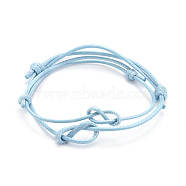 Adjustable Korean Waxed Polyester Cord Bracelets Sets, Cyan, Inner Diameter: 2-1/4~3-1/2 inch(5.6~8.9cm), 2pcs/set(BJEW-JB06182-04)