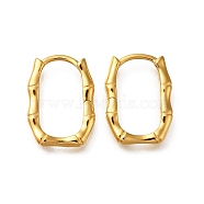 925 Sterling Silver Hoop Earrings, Rectangle with Bamboo, Golden, 16.5x12.5x2mm(STER-M018-08G)