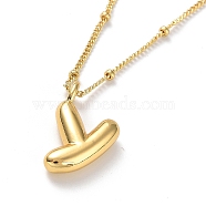 Initial Letter Brass Pendant Necklaces, Real 18K Gold Plated, Letter Y, 17.52 inch(445mm), Letter: 19x12mm.(NJEW-A015-21G-Y)