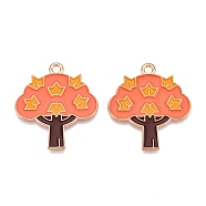 Thanksgiving Day Theme Alloy Enamel Pendants, Light Gold, Lead Free & Cadmium Free, Tree, 30x26x1mm, Hole: 2mm(ENAM-T020-35K)