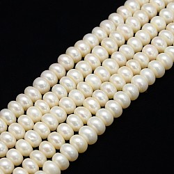 Grade A Natural Cultured Freshwater Pearl Beads Strands, Polished, Rondelle, Creamy White, 8~9mm, Hole: 0.8mm, about 67pcs/strand, 13.77 inch~14.17 inch(PEAR-L001-C-12-01)