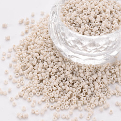 Glass Cylinder Beads, Seed Beads, Baking Paint, Round Hole, Beige, 1.5~2x1~2mm, Hole: 0.8mm, about 45000pcs/bag, about 1pound/bag(SEED-S047-A-046)