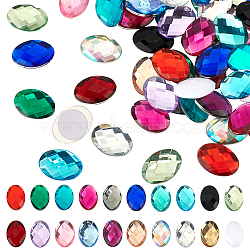 Fingerinspire 76Pcs 19 Colors Extra Large Jewelry Sticker, Acrylic Stick-On Cabochon, with Self Adhesive, Faceted, Oval, Mixed Color, 1.8x2.5x0.45cm, 4pcs/color(TACR-FG0001-06)