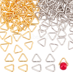Elite 240Pcs 2 Colors Brass Triangle Linking Ring, Buckle Clasps, Quick Link Connector, Fit for Top Drilled Beads, Webbing, Strapping Bags, Platinum & Golden, 5x5.5x0.6mm, Inner Diameter: 3x3.5mm, 120pcs/color(KK-PH0005-19)