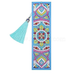 DIY Diamond Painting Stickers Kits For Bookmark Making, with Diamond Painting Stickers, Resin Rhinestones, Diamond Sticky Pen, Tassel, Tray Plate and Glue Clay, Rectangle with Mandala Pattern, Mixed Color, 20.8x5.8cm(DIY-R076-003)