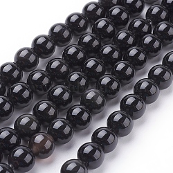 Natural Obsidian Beads Strands, Round, Grade AA, Black, 8mm, about 49pcs/strand, 15.7 inch(X-G-G099-8mm-24)