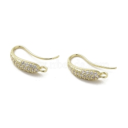 Brass Micro Pave Cubic Zirconia Earring Hooks, Long-Lasting Plated, Leaf, 16x4mm, Hole: 1.4mm, Pin: 0.9mm(KK-C048-14E-G)