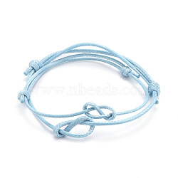 Adjustable Korean Waxed Polyester Cord Bracelets Sets, Cyan, Inner Diameter: 2-1/4~3-1/2 inch(5.6~8.9cm), 2pcs/set(BJEW-JB06182-04)
