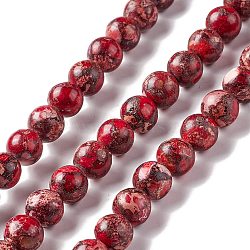 Natural Imperial Jasper Beads Strands, Dyed, Round, Dark Red, 8mm, Hole: 1.4mm, about 47~48pcs/strand, 14.96~15.16 inch(38.5cm)(G-K327-02B)