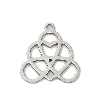 201 Stainless Steel Pendants, Heart Charms, Stainless Steel Color, 15.5x15x1mm, Hole: 1.4mm