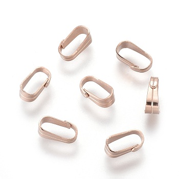 304 Stainless Steel Snap On Bails, Rose Gold, 6x3x2.2mm, 5.5x2.5mm Inner Diameter