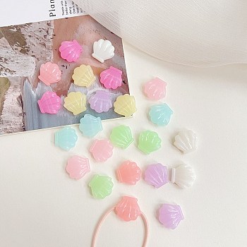 Opaque Acrylic Beads, Imitation Jelly, Shell, Mixed Color, 17.9x19.5x7.2mm, Hole: 3.8mm, 390pcs/500g