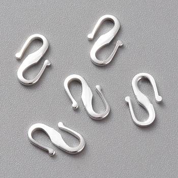 Brass S Hook Clasps, Long-Lasting Plated, 925 Sterling Silver Plated, 12x7.5x1mm