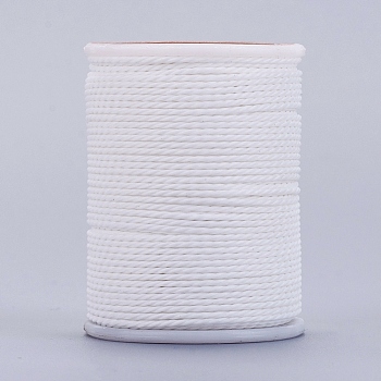 Round Waxed Polyester Cord, Taiwan Waxed Cord, Twisted Cord, White, 1mm, about 12.02 yards(11m)/roll