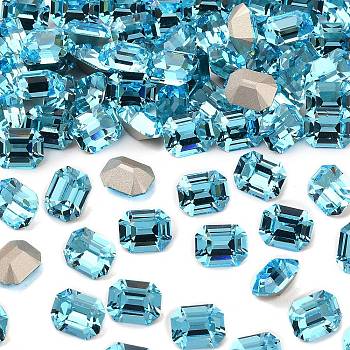 Preciosa&reg MAXIMA Crystal Fancy Stones, Czech Crystal, 435 34 222 Octagon, Dura Foiling, 60010 Aqua Bohemica, 8x6mm