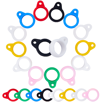60Pcs Silicone Pendant, for Electronic Stylus & Lighter Making, Mixed Color, 19x14x5.5mm, Hole: 2.5mm, Inner Diameter: 10mm