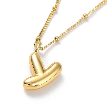 Initial Letter Brass Pendant Necklaces, Real 18K Gold Plated, Letter Y, 17.52 inch(445mm), Letter: 19x12mm.