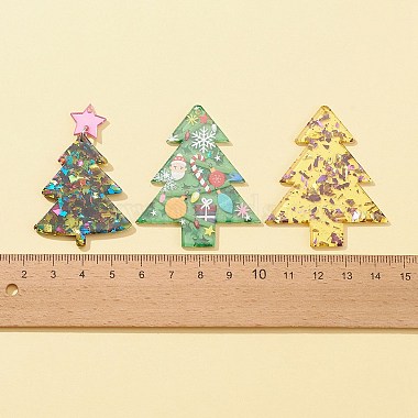 6pcs 3 styles pendentifs en acrylique imprimés recto-verso sur le thème de Noël(SACR-FS0001-19)-2