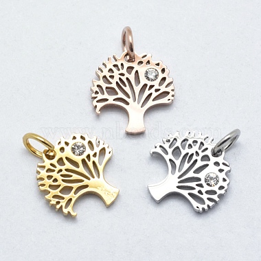 Mixed Color Clear Tree Stainless Steel+Other Material Charms