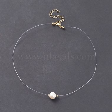 Natural Pearl Pendant Necklace with Nylon Wire for Women(NJEW-JN03830)-2