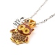 Two Tone Owl and Heart Pendant Necklace(NJEW-I113-15PG)-1