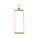 304 Stainless Steel Open Back Bezel Pendants, For DIY UV Resin, Epoxy Resin, Real 18K Gold Plated, Rectangle, 48x18x3mm, Hole: 8x4mm(STAS-Z091-05G-02)